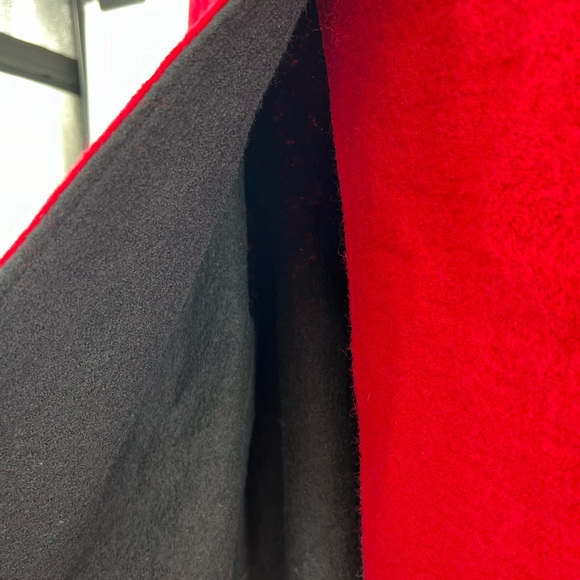 Chico’s 2 M 12 red black cape jacket 100% wool winter business casual Holiday - Picture 5 of 10